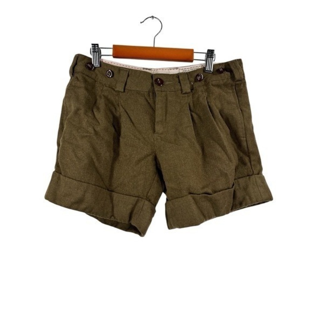 Field Tested Wool Blend Shorts Olive Green Pleated Cuffed Hem Size 4